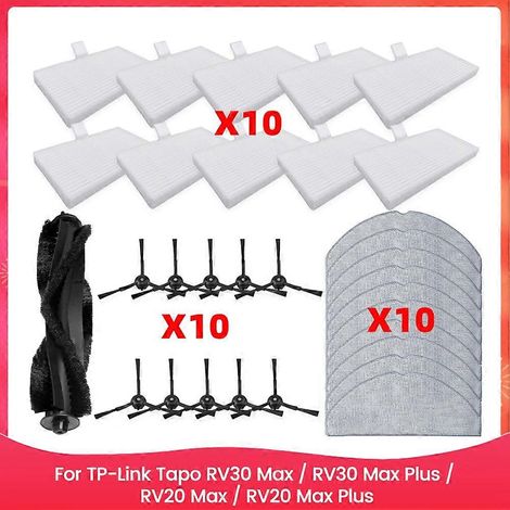 Pièces détachées pour aspirateur TP-Link Tapo RV30 Max / RV30 Max Plus / RV20 Max / RV20 Max Plus : filtre, brosse principale, chiffon de nettoyage (1/5)