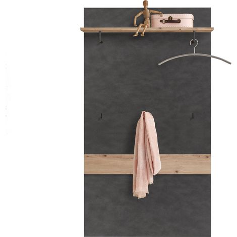 Porte manteau 80 cm chêne et anthracite - MIDDO