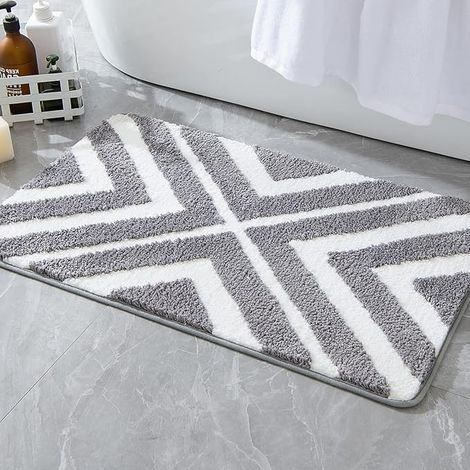 Tapis de bain gris clair 40 x 60 cm, tapis d'entrée antidérapant pour douche, tapis absorbant l'eau en microfibre douce Tabis (1/5)