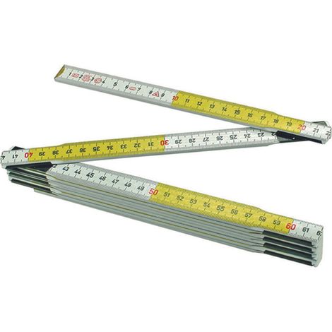 DOPPIOMETRO IN LEGNO BIANCO/GIALLO CE- - mt.2 - 10 pezzi ALTE
