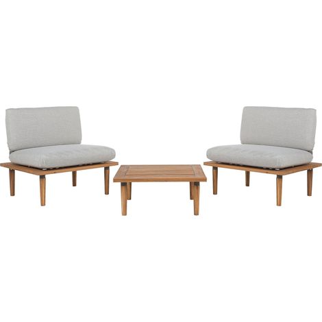 Lounge Set mit Tisch 2-Sitzer FRASCATI modular zertifiziertes Akazienholz Hellgrau