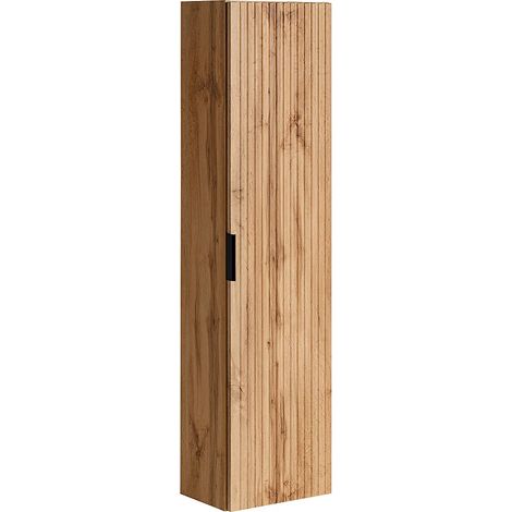 Colonne de salle de bain suspendue striée - Naturel clair - H140 cm - ZEVARA (1/5)