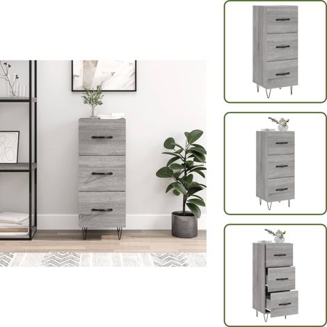 Buffet Sonoma gris 34,5x34x90 cm Bois d'ingénierie - Buffet Moderne - Meuble Rangement - Meuble Salon - Commode - Design Scandinave (1/5)