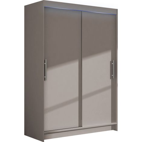 Armoire Closico Pacron I, Cachemire, 200x120x58cm, Portes d'armoire: Coulissantes, Nombre d'étagères: 5, LED: Disponible