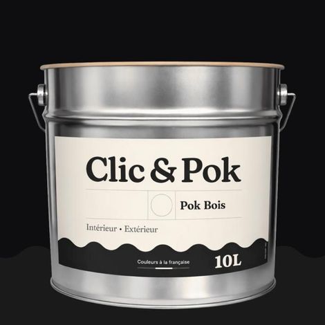 Peinture Bois Extérieur – POK BOIS - 10L - RAL 9005 - Noir foncé- Résistante aux intempéries - Ne s'écaille pas