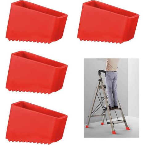 4 protectores para patas de escalera, puntas de goma universales para escaleras de tijera, patas antideslizantes para escaleras telescópicas (1/5)