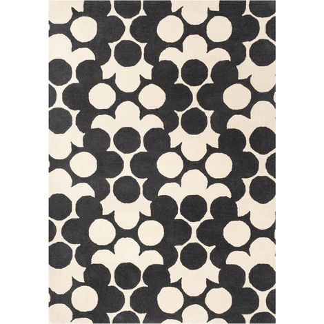 Tapis salon et chambre en laine 250x350 crème et noir fait à la main (1/5)