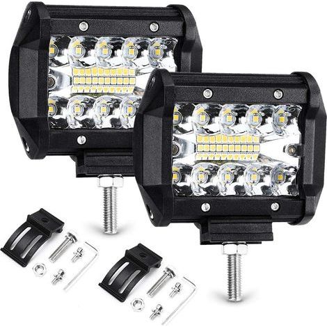 Faro adicional, 2 x 70 W, luz de trabajo LED, 12 V, 7200 lm, 6000 K, IP68, resistente al agua, luz de carretera, SUV, UTV, ATV, faros antiniebla, faros todoterreno (1/5)