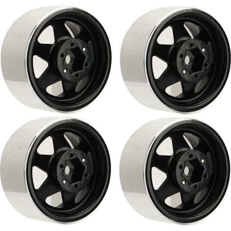 Stück Beadlock-Felgen mit Offset – 8,9 mm Hohlmetallnabenfelgen für Axial SCX10 90046 1,9 Zoll Schwarz (1/5)