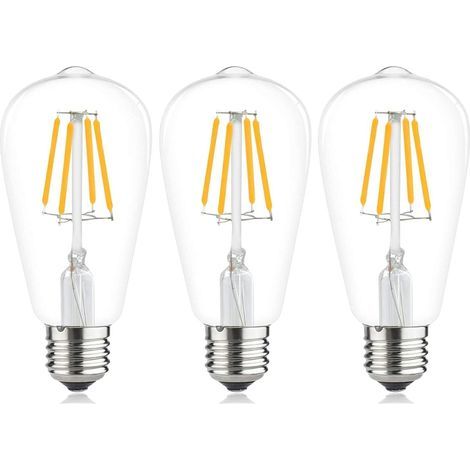 Ampoule à filament LED E27 ST64 ,Ampoules Vintage 6W 2700K Blanc Chaud , Rétro Edison Ampoule Vintage Antique Lampe , 540Lm Equivalent à Ampoule Incandescente 48W, Lot de 3 (1/5)