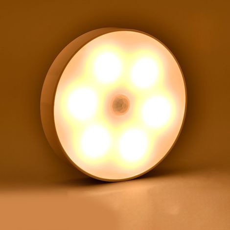LED ronde lumière blanche chaude rechargeable par USB