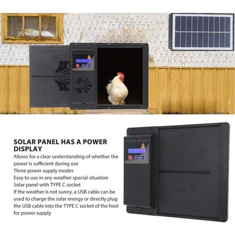 Porte Automatique de poulailler ,ouvre-Porte électrique de poulailler avec Conception Anti-pincement,avec Affichage LED,minuterie,Noir-VSIAISV (1/2)