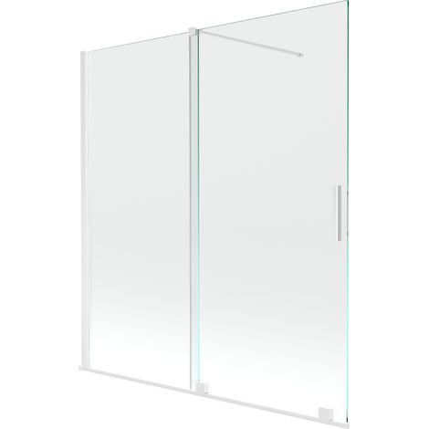 Mexen Velar écran de baignoire à 2 ailes coulissante 150 x 150 cm, transparent, Blanc - 896-150-000-01-20