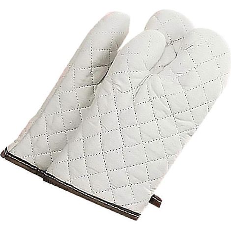 Gants de cuisine résistants à la chaleur, maniques, gants de cuisine, lot de 2, coton blanc. (1/5)