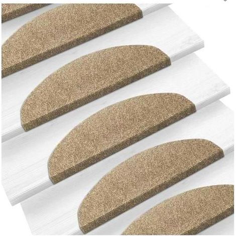 Set de 15 Marchettes D'escalier Tapis d'escalier Auto-adhésif Surface Antidérapante 65 21 4cm Marron (1/4)