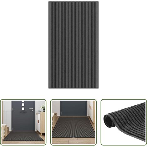 vidaXL Paillasson en polypropylène - Paillasson noir et gris à rayures 115x200 cm (1/5)