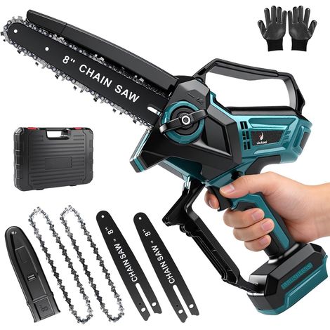 Mini tronçonneuse sans balais de 20,32 cm, avec lubrificateur automatique et tension de chaîne sans outil, compatible avec batterie 18 V pour coupe du bois, sécateur de jardin (1/5)