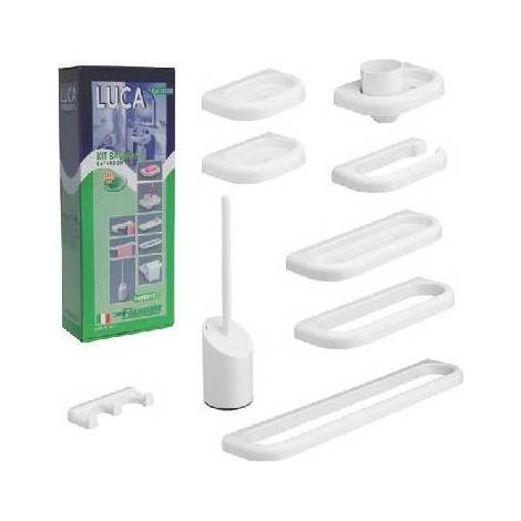 KIT D'ACCESSOIRES DE SALLE DE BAINS SÉRIE LUCA MOD.NEW 9 PIÈCES Dimensions : Blanc