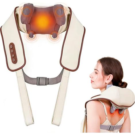 6D Masseur Cervical, Sans Fil Masseur dos et cervicales  Massage par Pétrissage, 2 Niveaux de Chauffage et Housse Lavable, pour Cou, Dos, Jambes, Épaules, Cadeaux pour Hommes, Femmes (1/5)