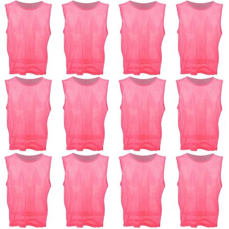 202412 pièces Grand gilet d'entraînement de football respirant en maille pour adulte, rose rouge, taille unique