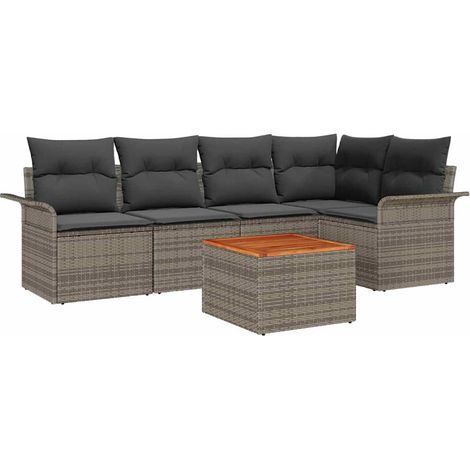 Maison Exclusive - Gartensofa-set mit Speicher 6 pcs Grau Poly-Ra