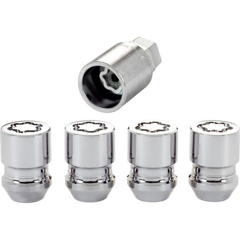 Juego de tuercas antirrobo M12x1,50 - Cónicas - Longitud 32,5 mm (cabeza 19 mm) en acero aleado, gris plata 00276-00900