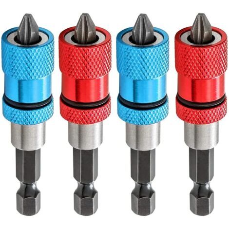 QORVA-Porte-embouts magnétique 4 pièces avec profondeur d'enfoncement réglable. Porte-embouts de tournevis pour cloisons sèches à tige hexagonale de 1/4 po. Comprend 4 embouts de tournevis pour