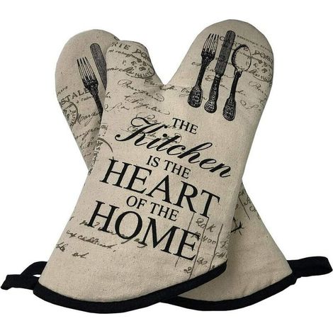 Gants de Four Résistant à la Chaleur Coton pour Safe BBQ Gants de Cuisine Cuisson Griller 1 Paire (Beige) (1/5)