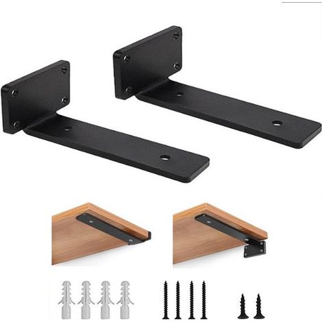 Set di 2 staffe per mensole, staffa a L, staffa per mensola a muro, staffa per mensola a scomparsa, staffa di supporto, viti incluse, 15 cm, per uso interno, pareti. (1/5)