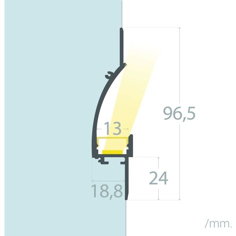 Profilo Alluminio da Incasso per Cartongesso 2m per Striscia LED fino a 12mm Nero 2 m Semitrasparente