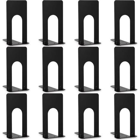 6er-Set Buchstützen – Metallregal – Geeignet für Zuhause, Büro und Schule – Schwarz – 70 x 100 x 130 mm (1/5)