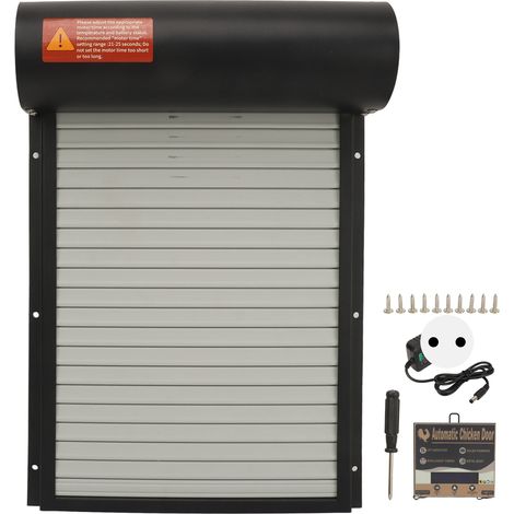 Commande automatique de porte de poulailler (mode manuel/temporisation), 100-240 V, robuste, avec affichage LED, pour canards et oies, prise UE noire. (1/5)