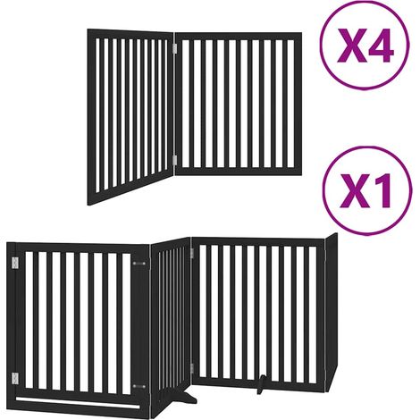 Barrière pour chien porte pliable 12panneaux noir bois peuplier