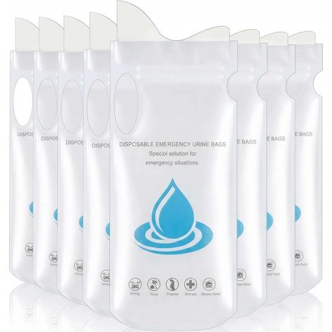 Sacs à urine jetables (8 pièces) - sacs à urine d'urgence pour femmes, voyages en voiture, camping, embouteillages, randonnée - sac à vomi et urinoir féminin (1/5)