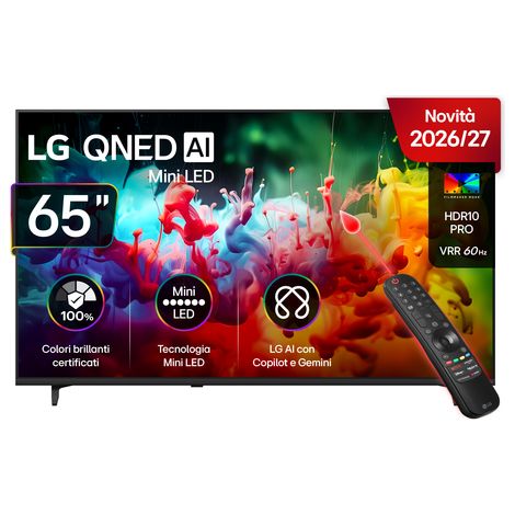 LG QNED AI MiniLED 65'' Serie QNED70B 65QNED70B6C, 4K, AI Magic Remote, 100% Volume colore, 3 HDMI, 20W, SMART TV 2026