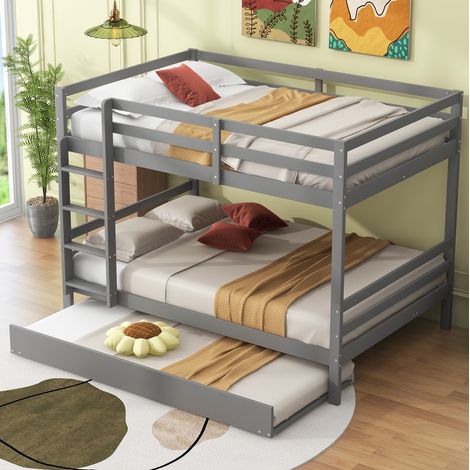 Bett Kinderbett Ausziehbett 140x200 Kiefer Grau OKMYHOME (1/5)