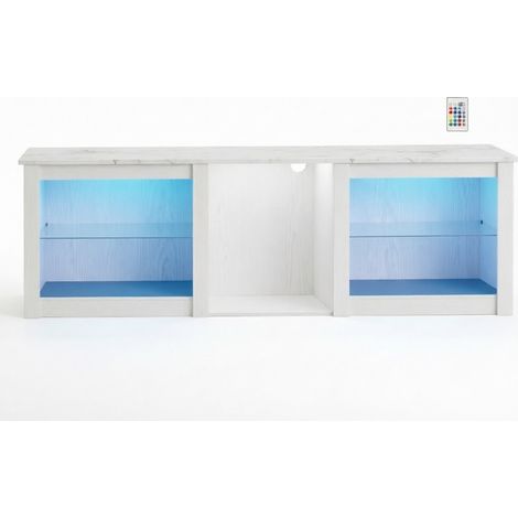 Mobile TV LED USB 160 cm per TV fino a 70", con ripiani in vetro regolabili (1/5)