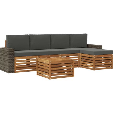 Conjunto de sofás de exterior 6 pcs Natural y Antracita vidaXL