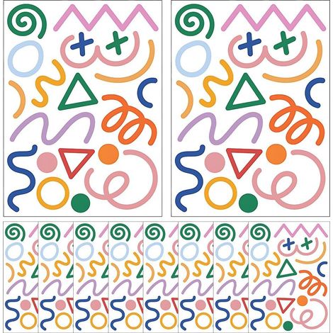 JSSEVN-10 Feuilles Stickers Muraux, Autocollants Muraux à Pois Irréguliers, Bohême Coloré lignes Deco Stickers, Décoration Murale Amovible (1/5)