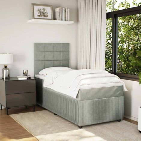 Boxspringbett mit Matratze Hellgrau 90x190 cm Samt (1/5)
