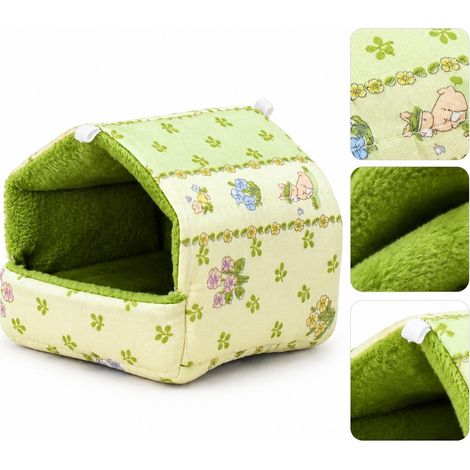 Lot de 3 nids en coton moelleux pour hamster et souris nain, tissu doux et chaud qui retient la chaleur, forme cubique confortable, lavage a la main, dimensions 10 x 10 x 10 cm, abri pour petits ronge (1/5)