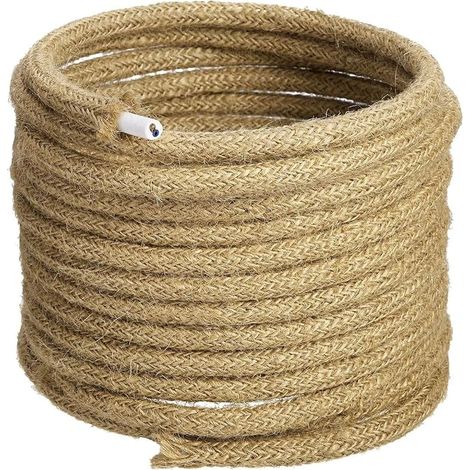 LED Lighting Electric Wire 10 m, 2 Light Brown Cores, Vintage Retro Braided Industrial Lighting Cable for Pendant Lamp (1/5)