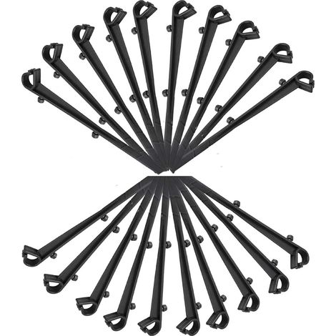 Confezione da 20 ganci di fissaggio per rete di protezione grondaie in PP, lunghezza 16 cm, distanza centrale 7,2 cm, nero (1/5)