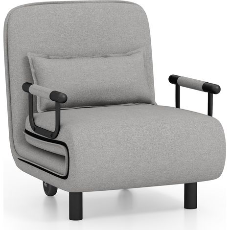 COSTWAY 3-in-1 Convertible Sofa Bed Sleeper Chair w/Lumbar Pillow-Light Gray (1/5)