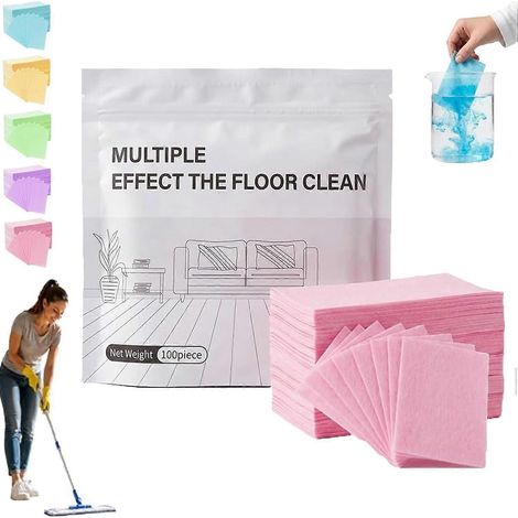 Lingettes nettoyantes pour sols 100 unités action multiple nettoyant pour parquets rose (1/5)
