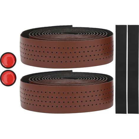 sangles de guidon antidérapantes en cuir PU et EVA pour vélo de route (marron) (1/5)