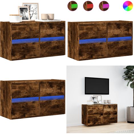 vidaXL TV-Wandschrank mit LED-Beleuchtung Räuchereiche 80x31x45 cm (1/5)