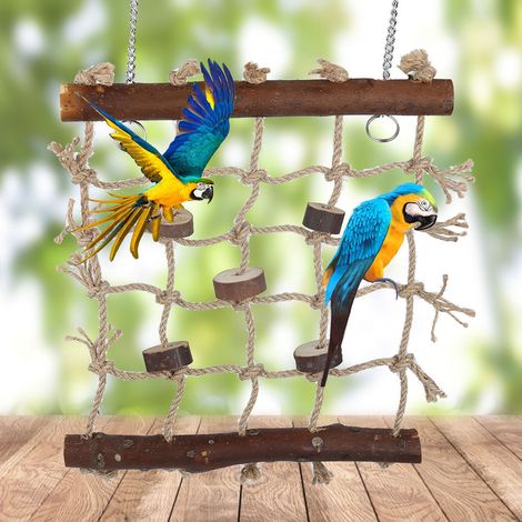 jouet pour oiseau perroquet en cage, échelle d'escalade en corde de chanvre, jouet de couture naturel et intéressant (1/5)