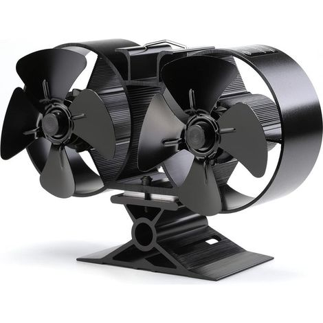 Ventilateur de cheminée à double tête 8 pales – Aluminium – Démarrage automatique – Silencieux – Pour poêle à bois – 22,5 x 14,5 x 8,5 cm (1/5)