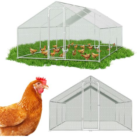 Randaco Enclos poulailler grillagé 3x6x2m avec porte latérale et toit dôme 18 m²